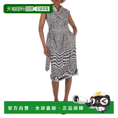 自营 burberry巴宝莉经编Houndstooth亚麻混纺连衣裙-单色ip pttn