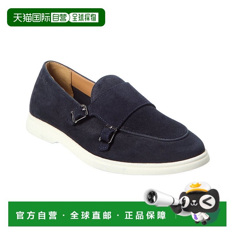 自营Hugo Boss Sienne Monk绒面拖鞋-蓝色 美国奥莱直发男鞋