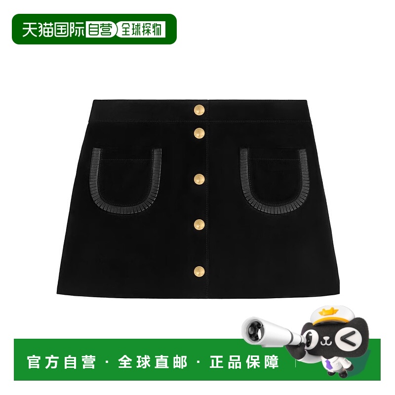 香港直邮CELINE 女士半身裙 RJ03P434J38NO AW2025 黑色 纽扣迷你