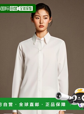 香港直邮GIVENCHY 女士衬衫 BW60ZC14M6100 白色 徽标长袖衬衫