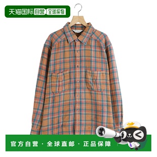 1h可退 日本直邮ANCELLM男装宽松版型重磅法兰绒格纹长袖衬衫 ANC