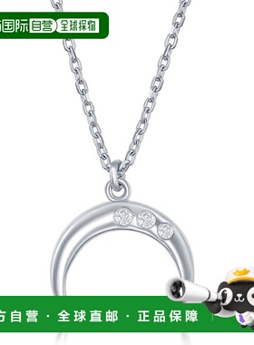自营 simona925 纯银 0.06cttw 钻石意大利牛角项链 - 银白色 美