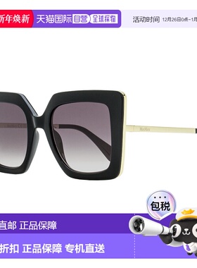 自营 Max Mara 女士 Design4 太阳镜 MM0051 01B 黑色/金色 52 毫