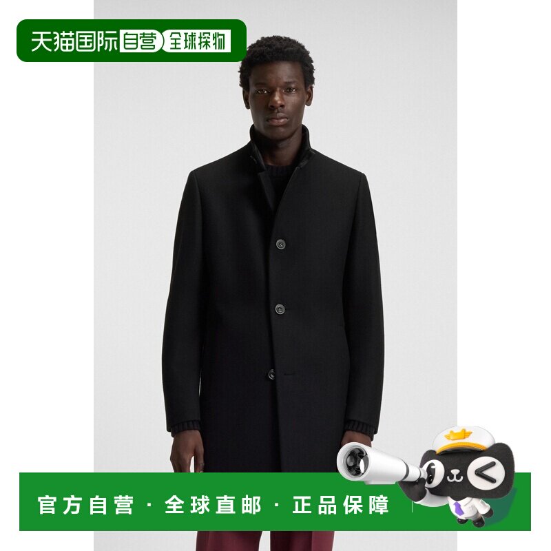 自营欧洲直邮Hugo Boss 男士羊毛立领黑色外套男装图片
