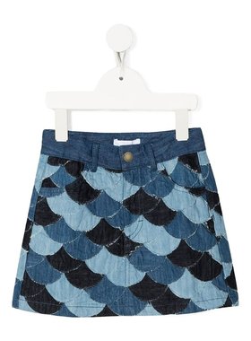 CHLOÉ 女童连衣裙 C13276Z10 AW2023 蓝色 迷你牛仔半身裙