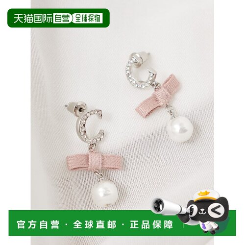 日本直邮CELFORD 耳环 玻璃珍珠丝带 C字logo 饰品