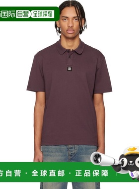 1h可退 香港直邮boss 雨果 男士 酒红色 Stacked-Logo Interlock