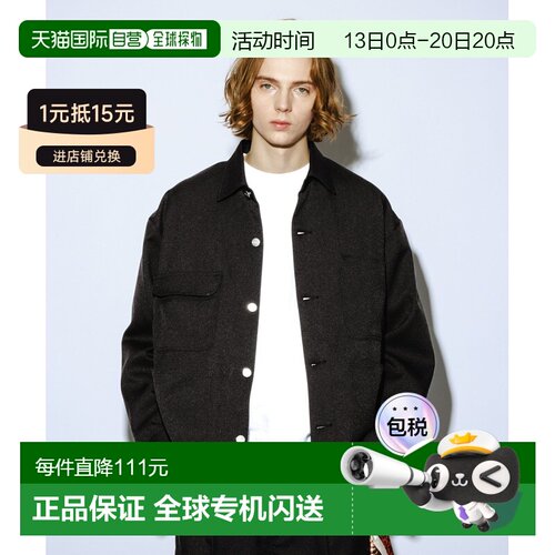 Wrangler男装别注全棉宽松四口袋外套 黑色简约设【付后1h可退】