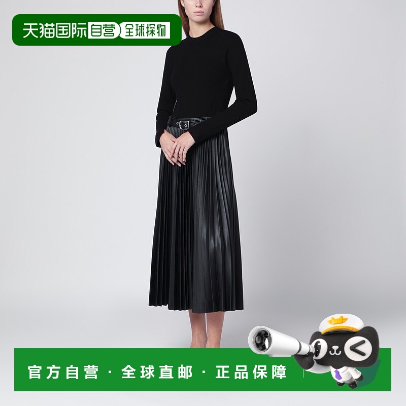 1h可退 香港直邮潮奢 Simkhai 女士 Abilene 黑色褶裥中长连衣裙