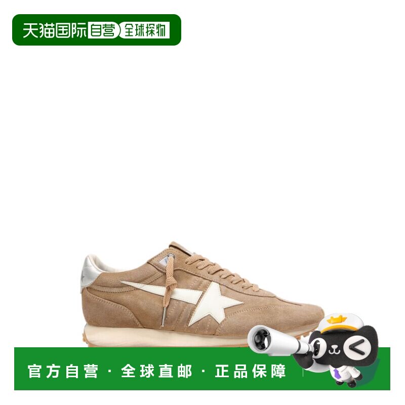 自营golden goose低调星星细节丝质尼龙运动鞋-棕色 美国奥莱直发