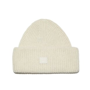 欧洲直邮ACNESTUDIO男女同款燕麦色杂色表情罗纹针织羊毛无檐便帽