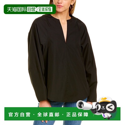 自营 Vince Shaped V-Neck Popover Top Black 美国奥莱直发上衣
