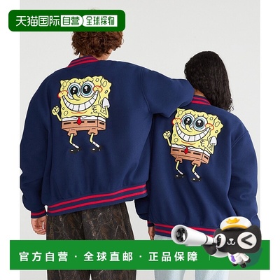 自营Aeropostale Spongebob X Faux Wool Bomber Jacket - navy