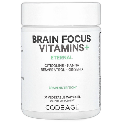 香港直邮Codeage,Brain Focus Vitamins+，60 粒植物胶囊维生素