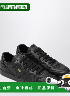 香港直邮Prada 普拉达 男士 黑色锤制皮质运动鞋 2EE442G000013