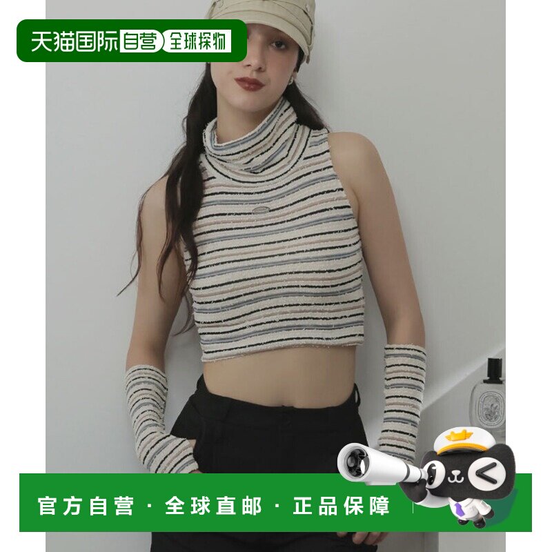 日本直邮Ulysses 女士 多色条纹无袖高领上衣+可拆卸护臂 DIY26S1
