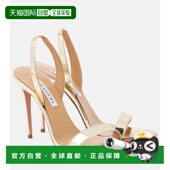 香港直邮潮奢 105 AQUAZZURA 1h可退 女士 裸色金属感皮质凉鞋