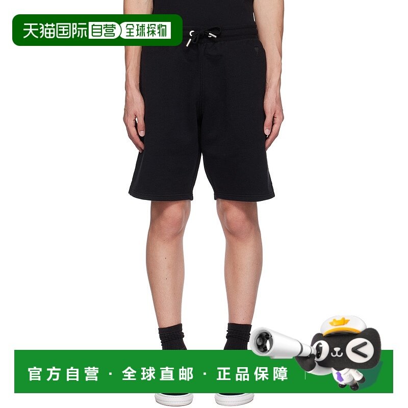 1h可退 香港直邮潮奢 Ami Paris 男士 黑色 Ami de Coeur 短裤 US