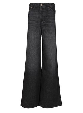 CHLOÉ 女士牛仔裤 CH25ADP02156075 AW2025 黑色 高腰阔腿牛仔裤