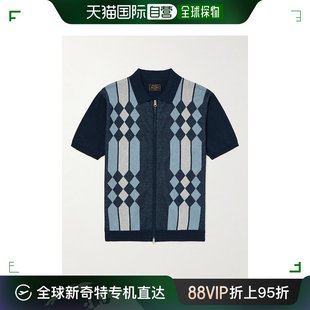 男士 香港直邮潮奢 PLUS 3802 BEAMS 苎麻棉混纺提花拉链针织开衫
