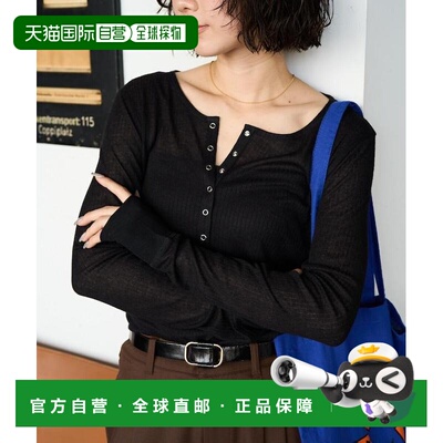 1h可退 日本直邮FREAK'S STORE 女装 透感罗纹亨利领长袖T恤 1320