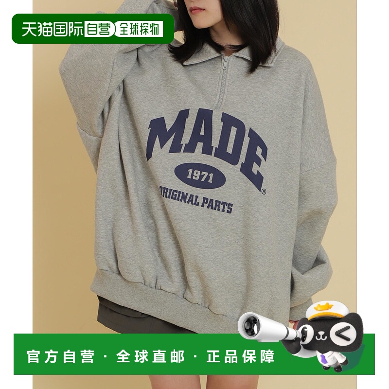 1h可退 日本直邮WOND 女装 宽松半拉链学院风大版卫衣 WD25WN12L0