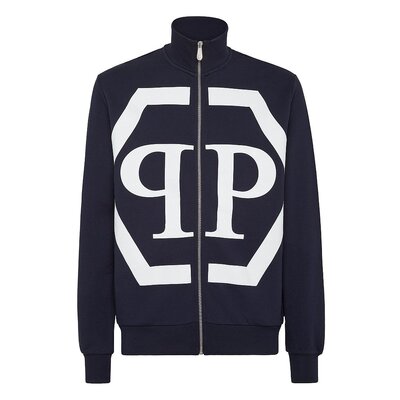 philipp plein【美国奥莱】直发 慢跑夹克 Hexagon - 海军蓝/白色