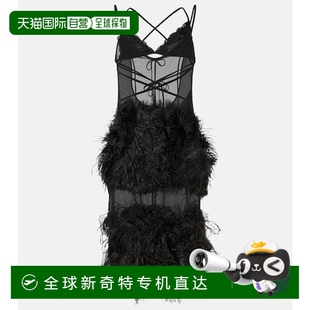 透视羽毛边中长连衣裙 1h可退 香港直邮The Attico 女士