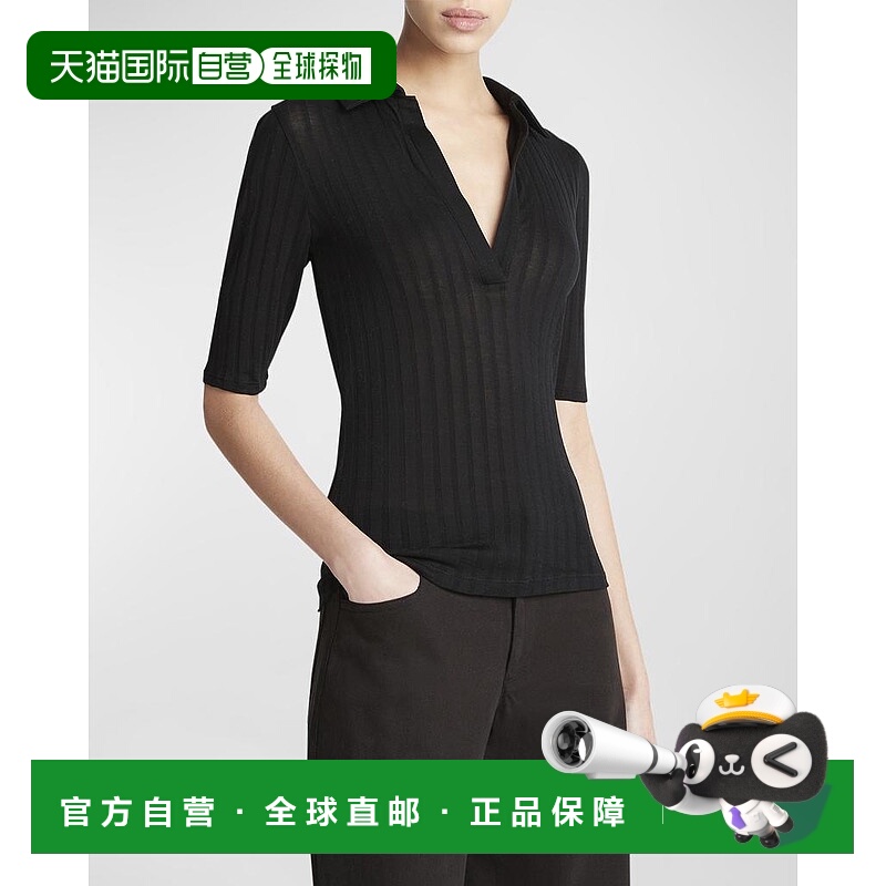 1h可退 【美国直邮】Vince|肘袖丝质罗纹 Polo 衫针织