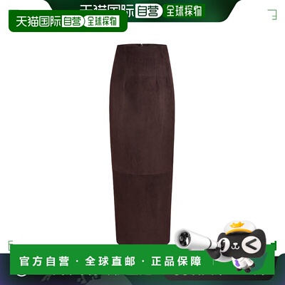 香港直邮KHAITE 女士 Loxley Corset-Waist 绒面革中长半身裙