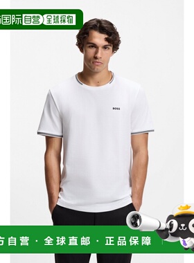 自营欧洲直邮Hugo Boss 男士白色棉圆领上衣短袖T恤
