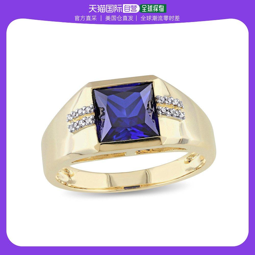 美国直邮julianna b男士戒指蓝金正方形宝石装饰配饰搭简约时尚百