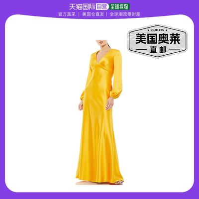 mac duggal女士 Satin Maxi Evening Dress marigold 【美国奥莱