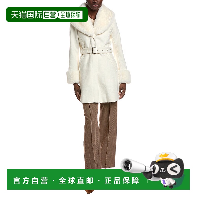 自营Via Spiga Wool-Blend Belted Coat - white 美国奥莱直发