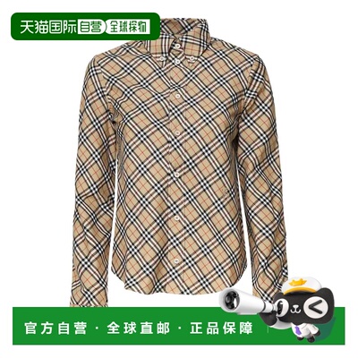香港直邮BURBERRY 女士衬衫 8098252 AW2024 黑色 Checkered Cott