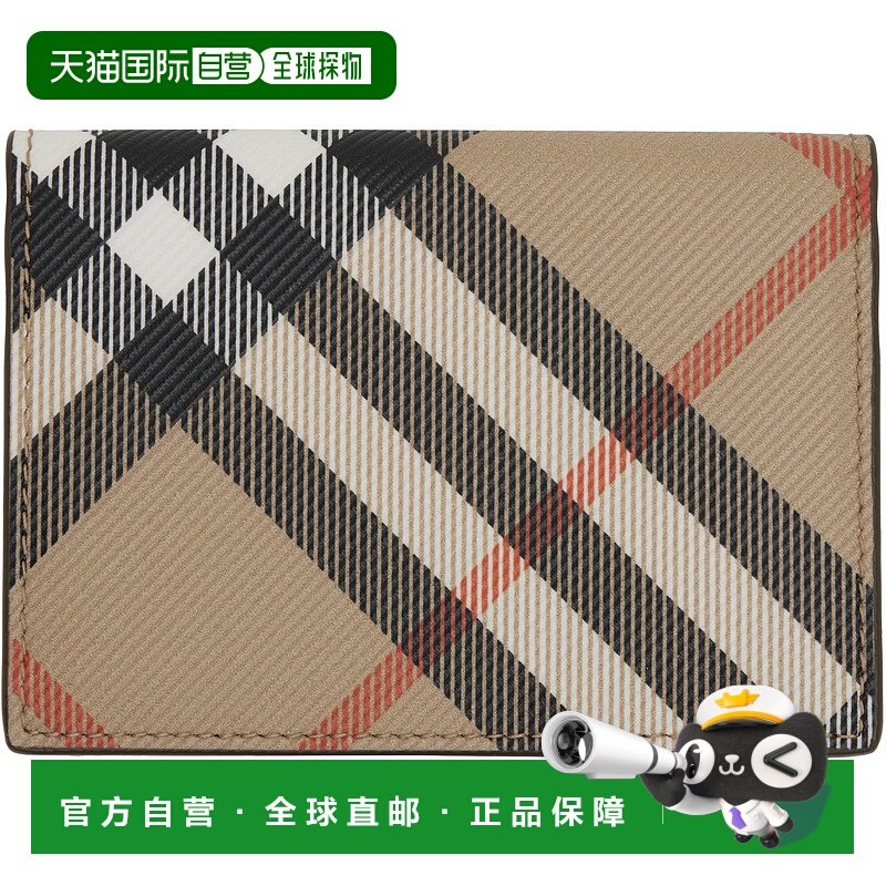香港直邮潮奢 Burberry 巴宝莉 男士 驼色 Check Folding 卡包 80