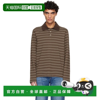 1h可退 香港直邮A.P.C. 男士 棕色 Long-Sleeve Striped Polo 衫
