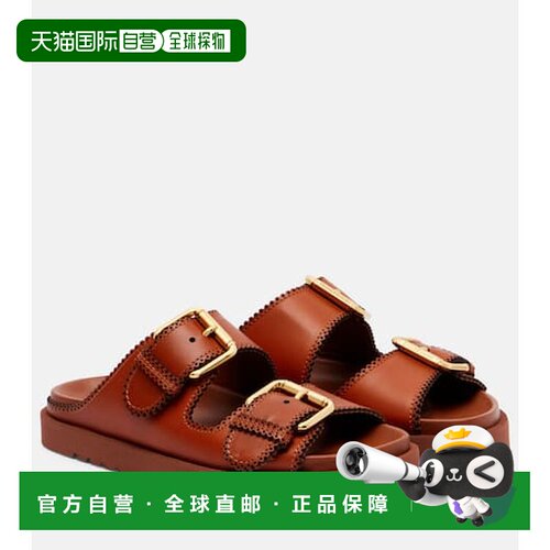 1h可退 香港直邮ZIMMERMANN 女士 Goldie 皮质凉鞋 brown棕色 舒