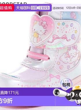 日本直邮Moonstar 儿童冬季靴Sanrio SA WC039E白色宽边Hello Kit