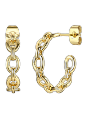 自营genevive14k 镀金纯银现代链环 C 形环耳环 - 金 美国奥莱直