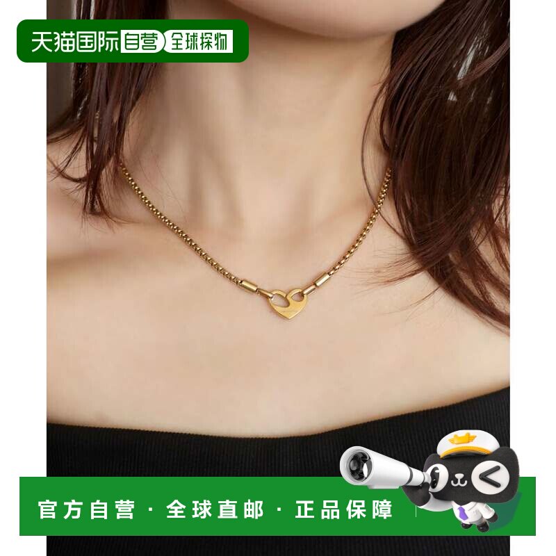 日本直邮金属过敏友好 复古金 心形钛项链礼物