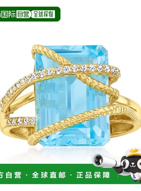 自营 ross-simons罗斯-西蒙斯蓝色托帕石和 . 14 克拉黄金钻石十