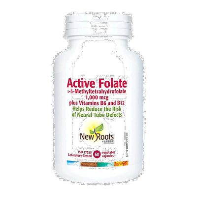 加拿大直邮New Roots 活性叶酸 1000 微克（60 粒胶囊）保健品