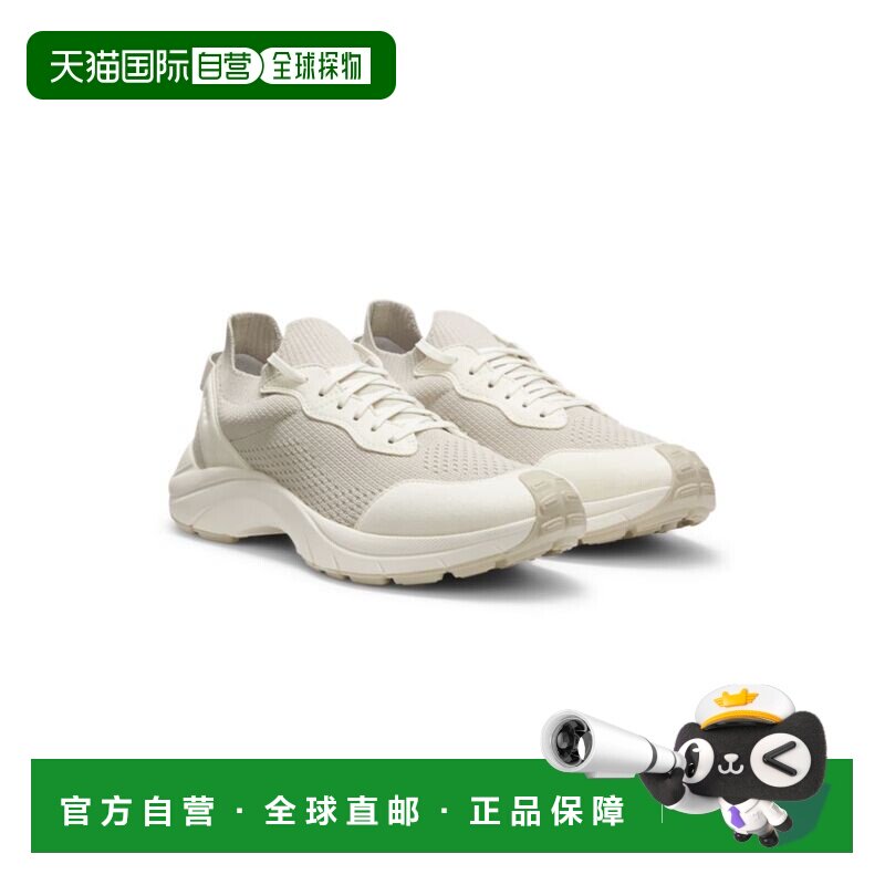 自营hugo针织鞋面运动鞋，饰有浮雕标志-浅米色 美国奥莱直发图片