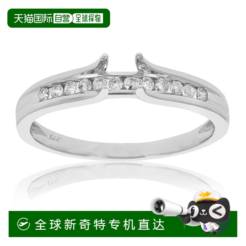 自营vir jewels1/8 克拉钻石半镶订婚戒指 14K 白金婚礼新娘 - 白