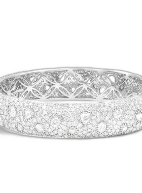 自营diana m.18 克拉白金钻石密镶手镯 - 白色 美国奥莱直发