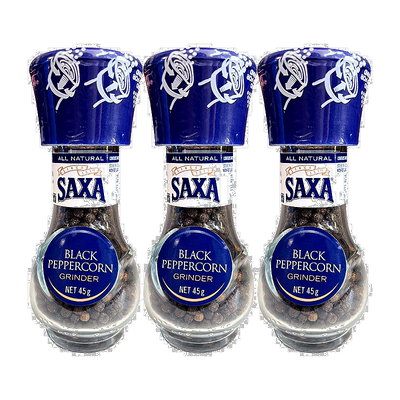 澳大利亚直邮SAXA黑胡椒颗粒调味料烧烤牛排西餐带研磨器45g*3瓶