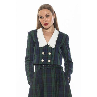 alexia admor【美国奥莱】直发 Amelia Jacket - green plaid
