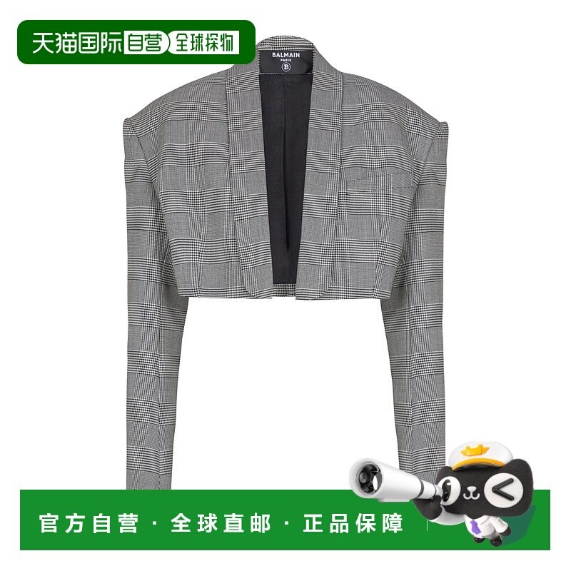 1h可退 香港直邮Balmain 格纹短款夹克 GF1SD260WD31