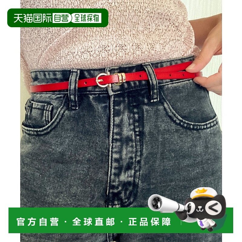 日本直邮florge 女士细款圆形金色扣头皮革腰带 [FL8218EW06678]